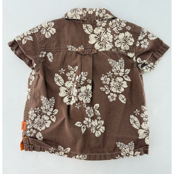 Oshkosh Baby Boy’s Short Sleeve Brown Button Down‎ Hawaiian Shirt Size 6 Months - Picture 2 of 4